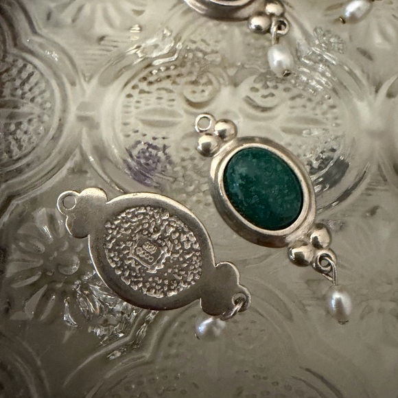 Lot of Vintage CCO Sterling Silver Earring Charms Pearl Dangles Blue Green Turqu - Picture 7 of 13